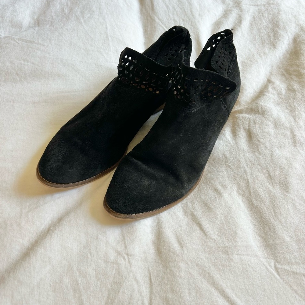 Seychelles Suede Cutout Ankle Boots in Black